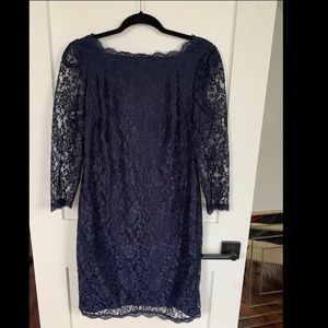 High neck lace cocktail dress